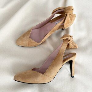 Carven Beige Suede Slingbacks with Bow Back, size 40. Fits like a 9.5